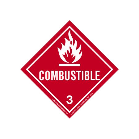 Hazardous Shipping Label - Class 3 Combustible